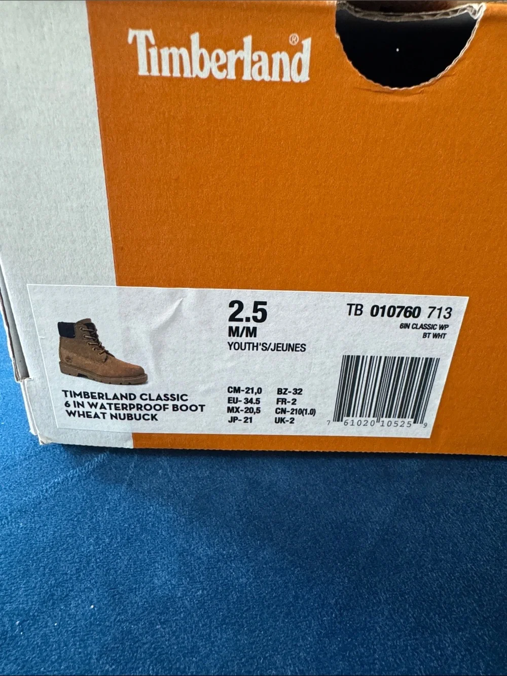 Timberland Boys Waterproof Wheat Nubuck Boots
